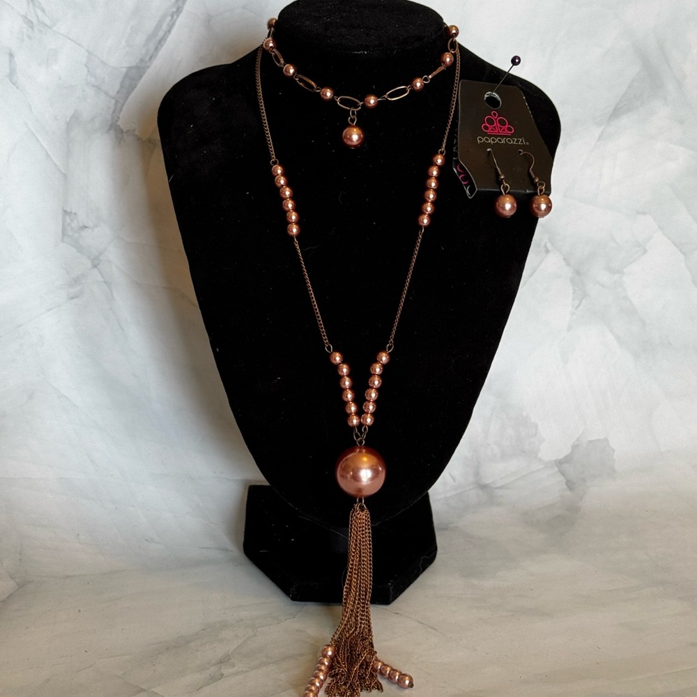 Paparazzi Copper Pearl Necklace